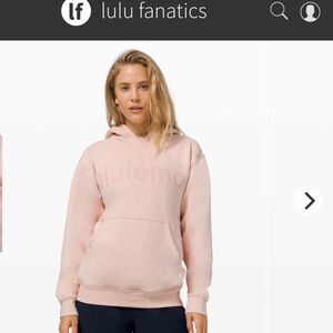 Lululemon All Yours Hoodie GRAPHIC Sz 4 Feather Pink WORDMARK LOGO Cotton Fleece
